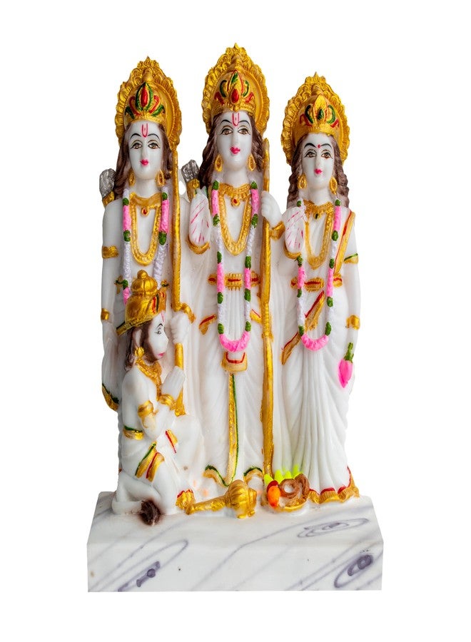 FABZONE Ram Darbar Idol | Ram Sita Laxman Hanuman Murti for Home Temple & Pooja Room | Marble Dust Finish Ram Parivar Statue 8.5 Inches - Image 1